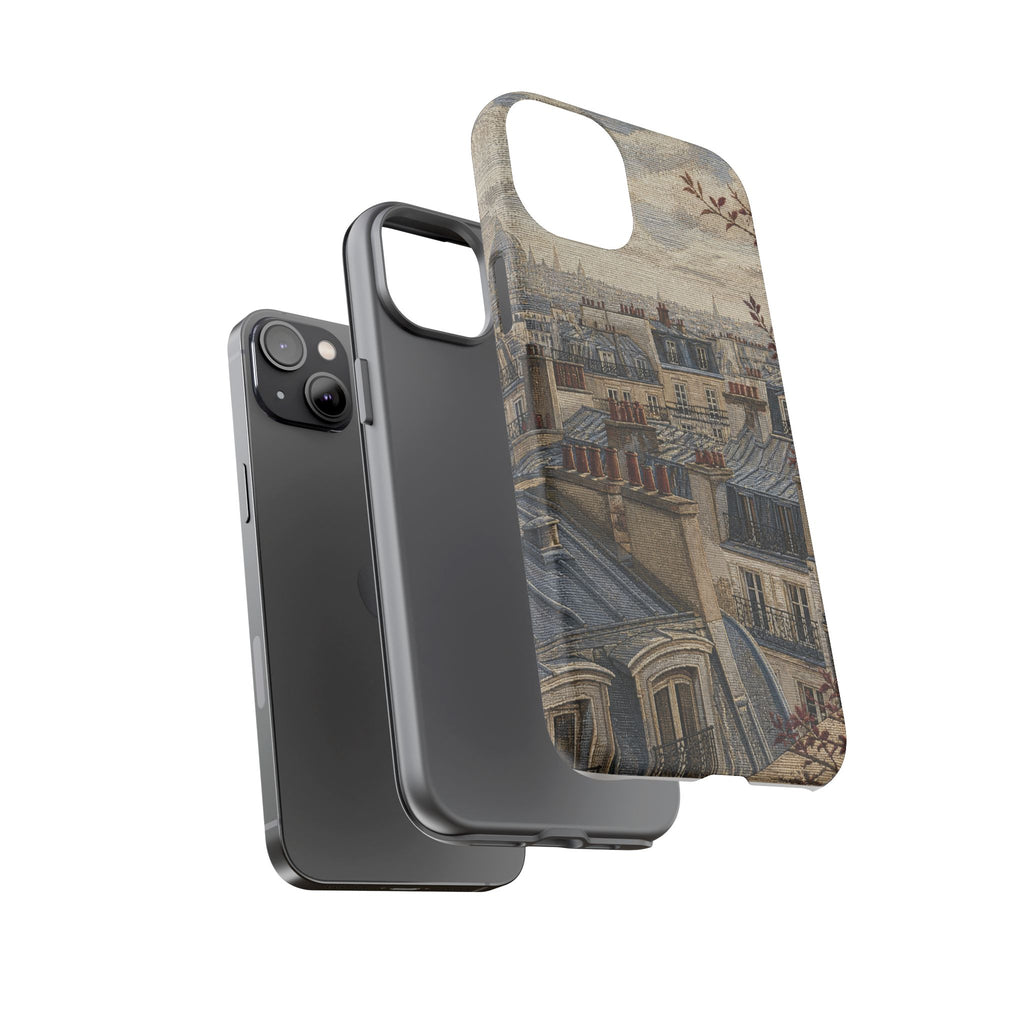 Paris Phone Case, Jacquard-Look Travel Art, Tough Protective Case, Matte or Glossy