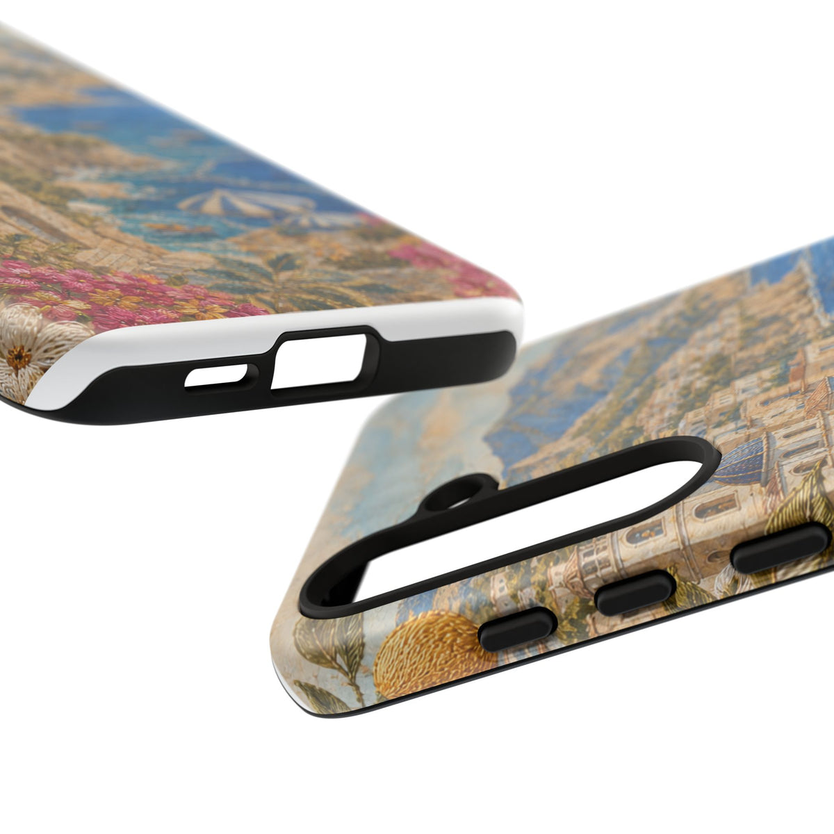 Amalfi Coast Phone Case, Fresco Embroidery-Look Art, Tough Protective Case