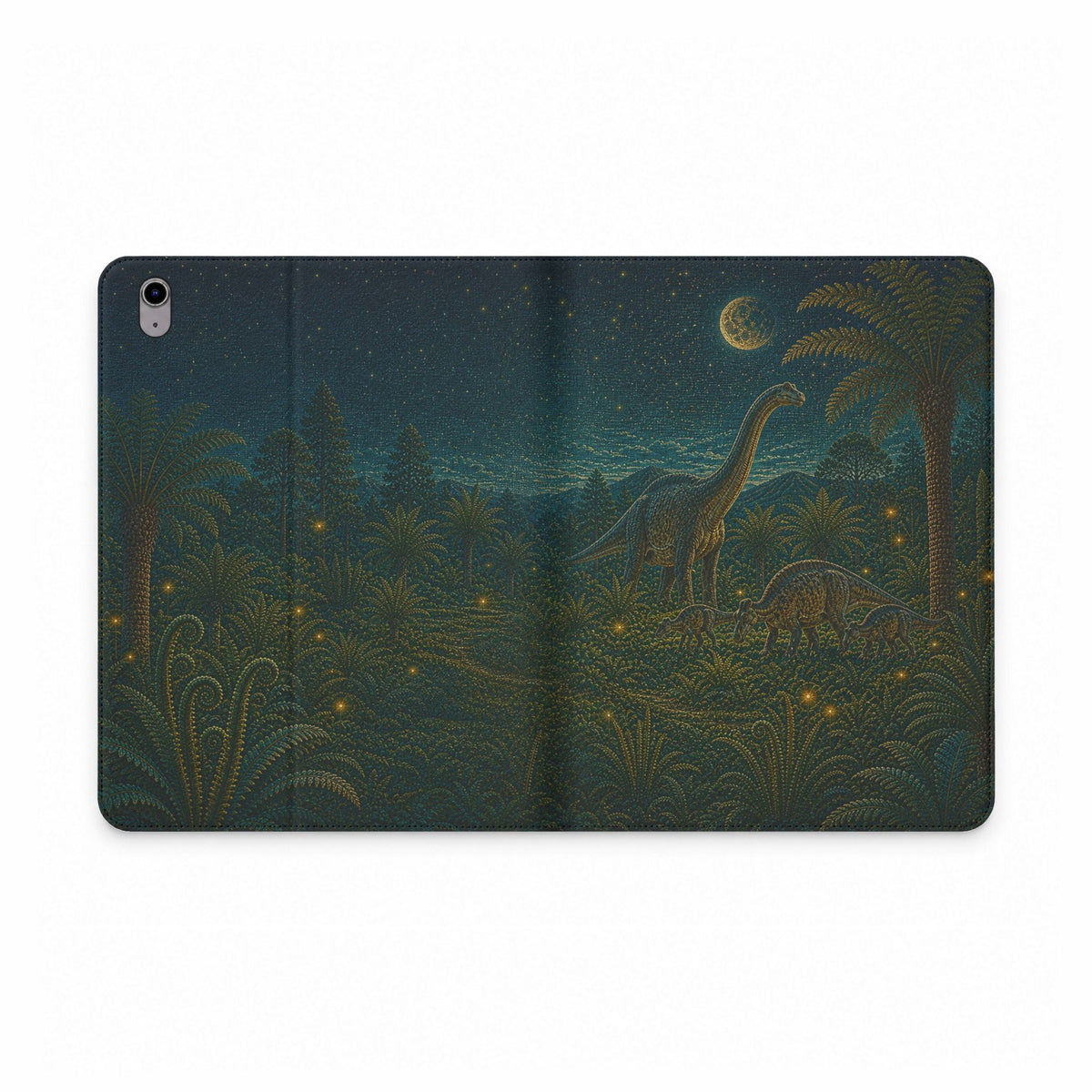 Dinosaur iPad Case, Dinosaur Garden Folio, Vegan Leather Tablet Case with Card Pockets, Dino Gift, Gift for Kids