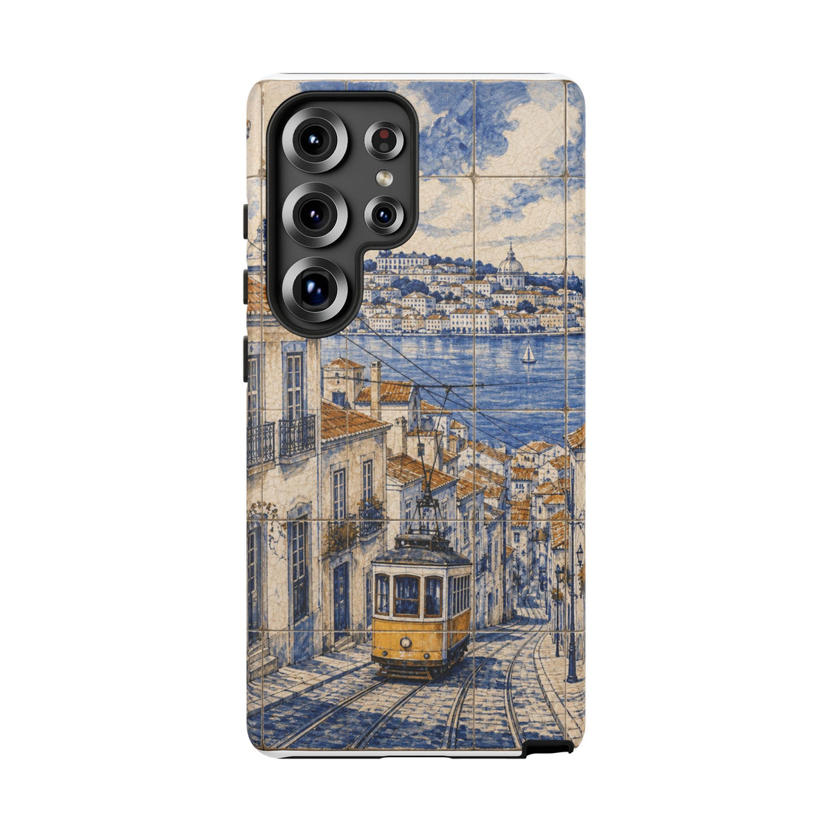 Lisbon Phone Case, Azulejo-Look Travel Art, Tough Protective Case, Matte or Glossy