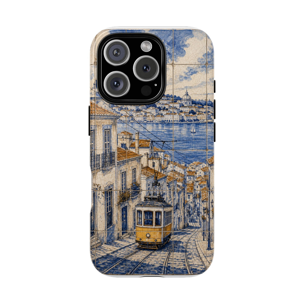 Lisbon Phone Case, Azulejo-Look Travel Art, Tough Protective Case, Matte or Glossy