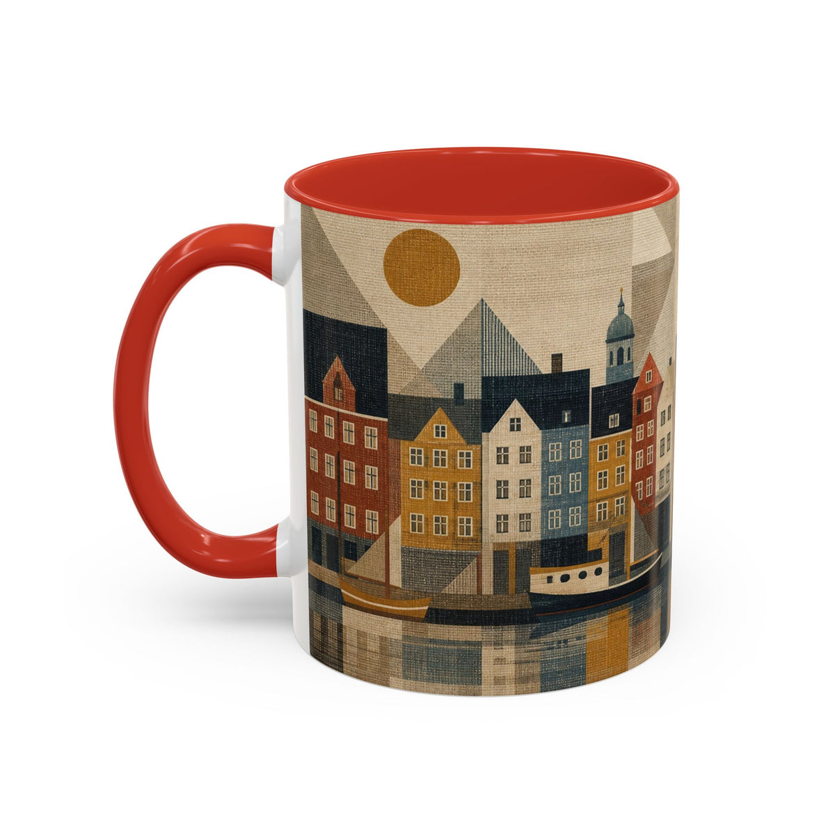 Copenhagen Accent Coffee Mug, Material-Look Travel Art, 11oz 15oz