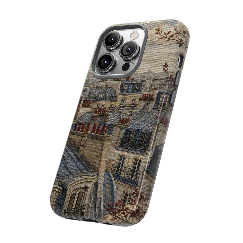Paris Phone Case, Jacquard-Look Travel Art, Tough Protective Case, Matte or Glossy
