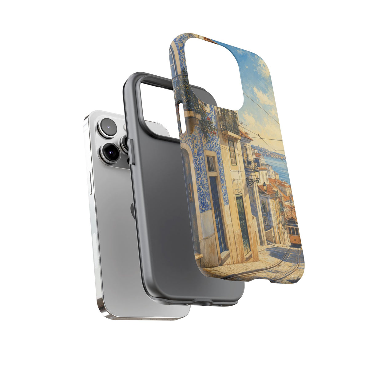 Lisbon Phone Case, Tram Street Travel Art, Tough Protective Case, Matte or Glossy
