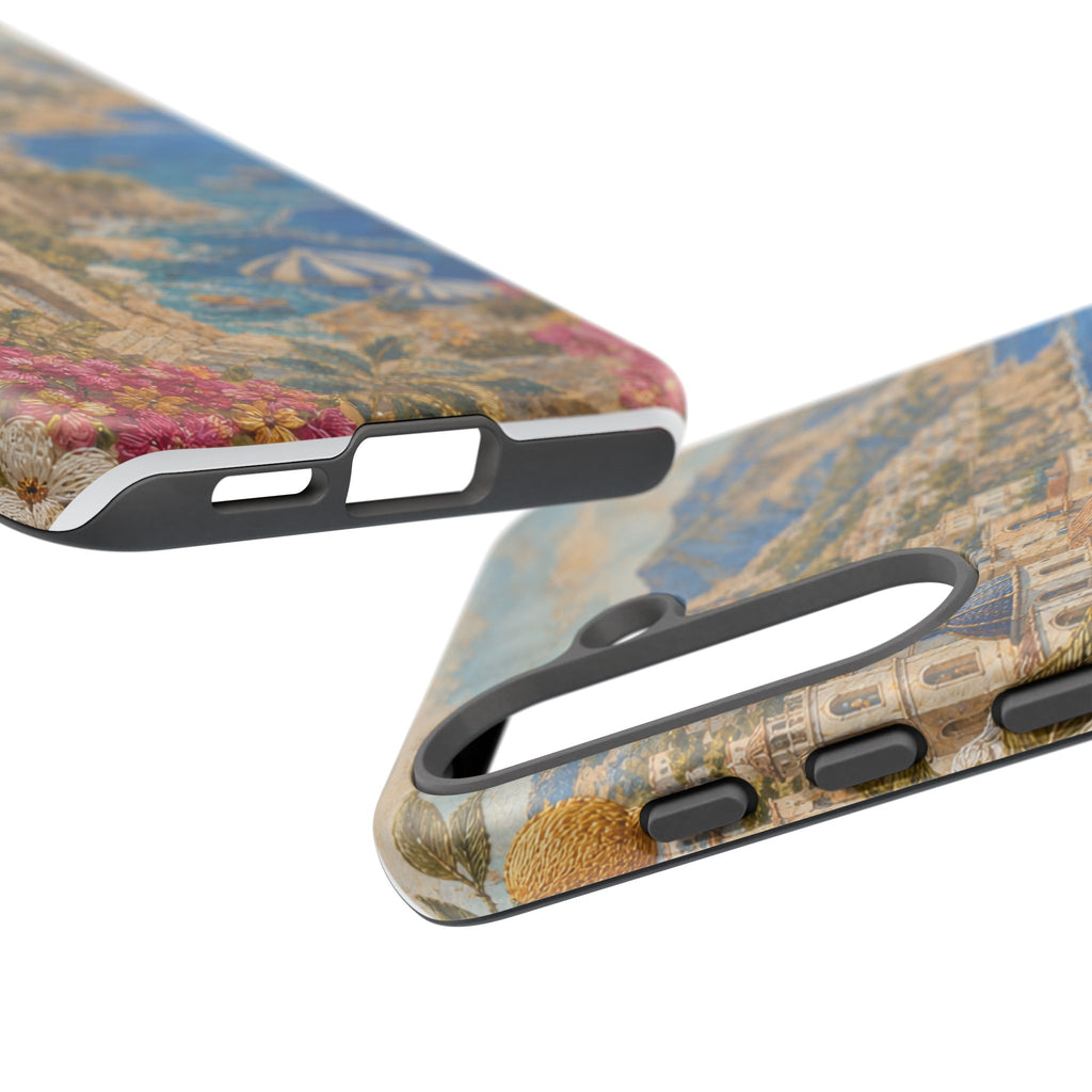Amalfi Coast Phone Case, Fresco Embroidery-Look Art, Tough Protective Case