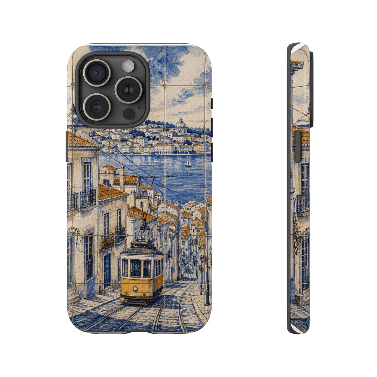 Lisbon Phone Case, Azulejo-Look Travel Art, Tough Protective Case, Matte or Glossy
