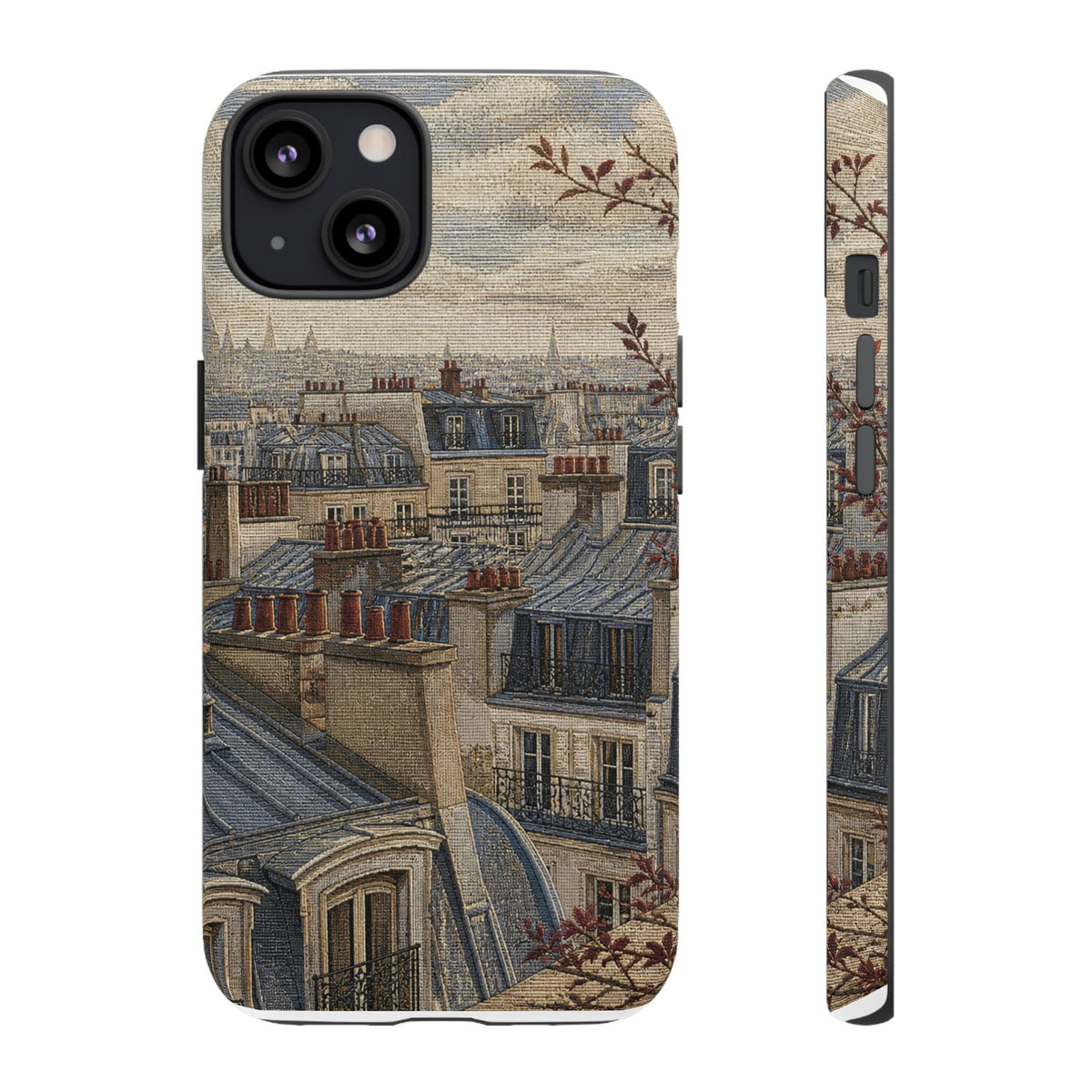 Paris Phone Case, Jacquard-Look Travel Art, Tough Protective Case, Matte or Glossy