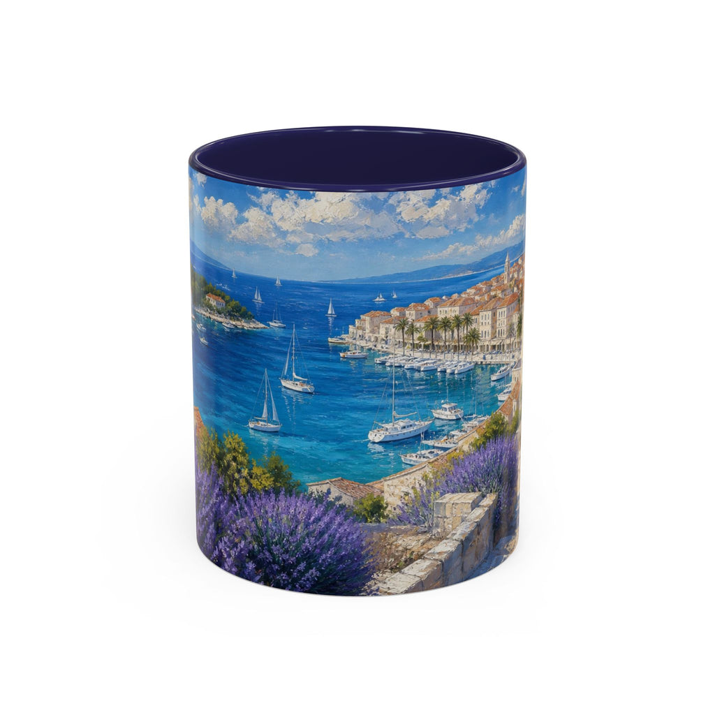 Hvar & Split Accent Coffee Mug, Scenic Travel Art, 11oz 15oz