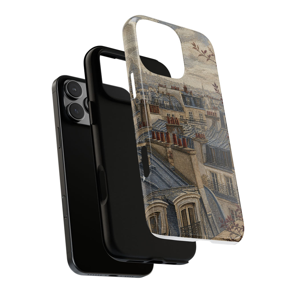 Paris Phone Case, Jacquard-Look Travel Art, Tough Protective Case, Matte or Glossy