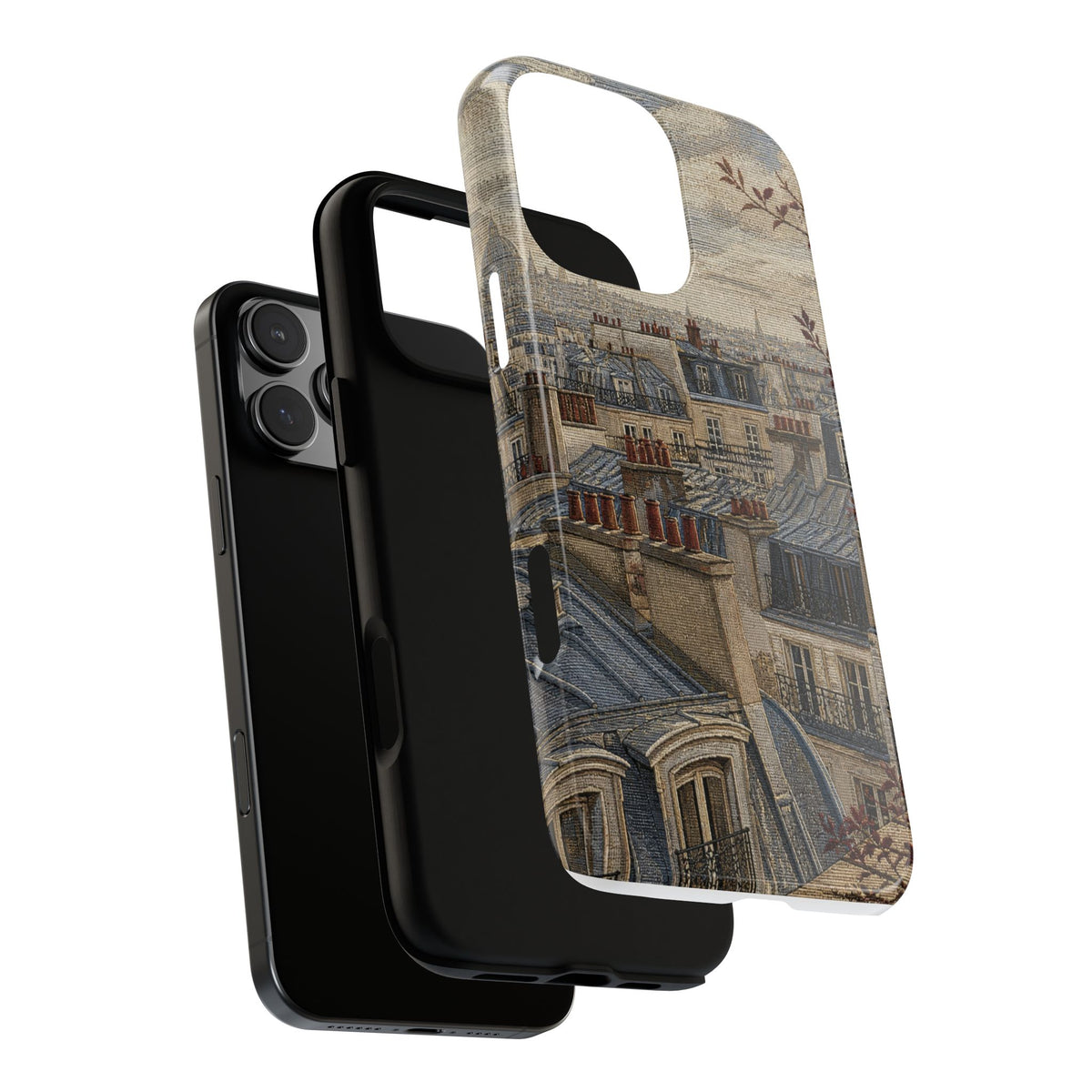Paris Phone Case, Jacquard-Look Travel Art, Tough Protective Case, Matte or Glossy