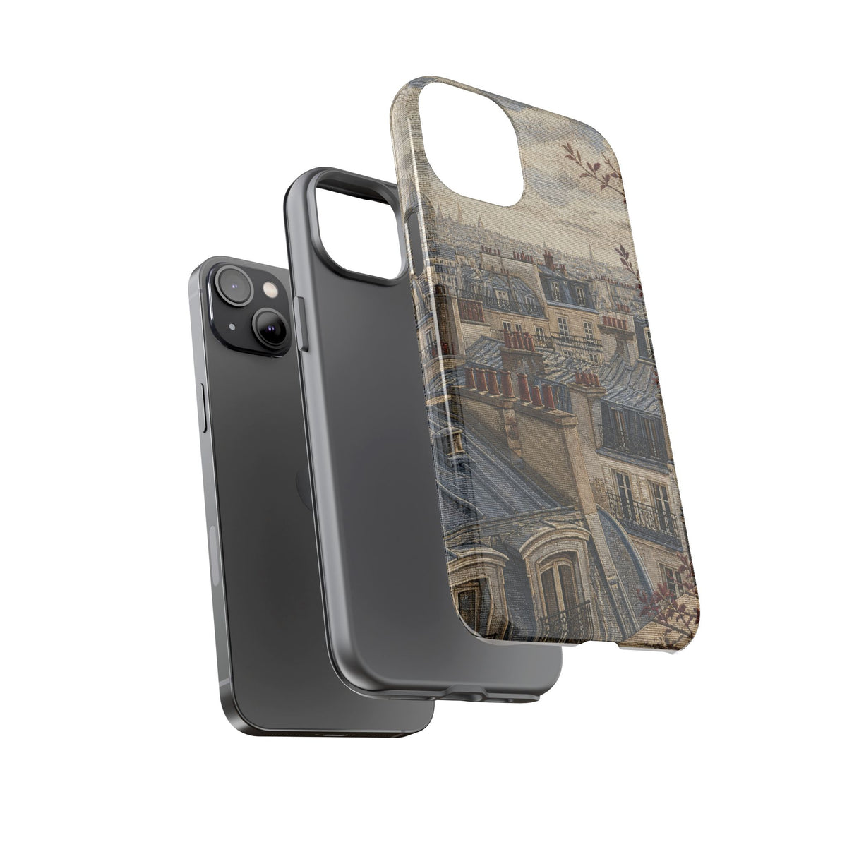 Paris Phone Case, Jacquard-Look Travel Art, Tough Protective Case, Matte or Glossy
