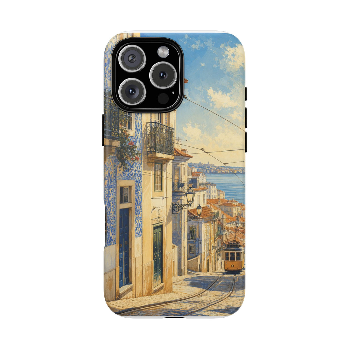 Lisbon Phone Case, Tram Street Travel Art, Tough Protective Case, Matte or Glossy