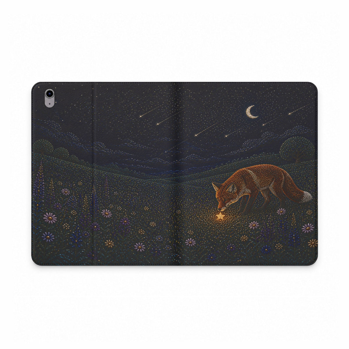 Fox iPad Case, Fox and the Falling Stars Folio, Vegan Leather Tablet Case with Card Pockets, Woodland Gift for Her