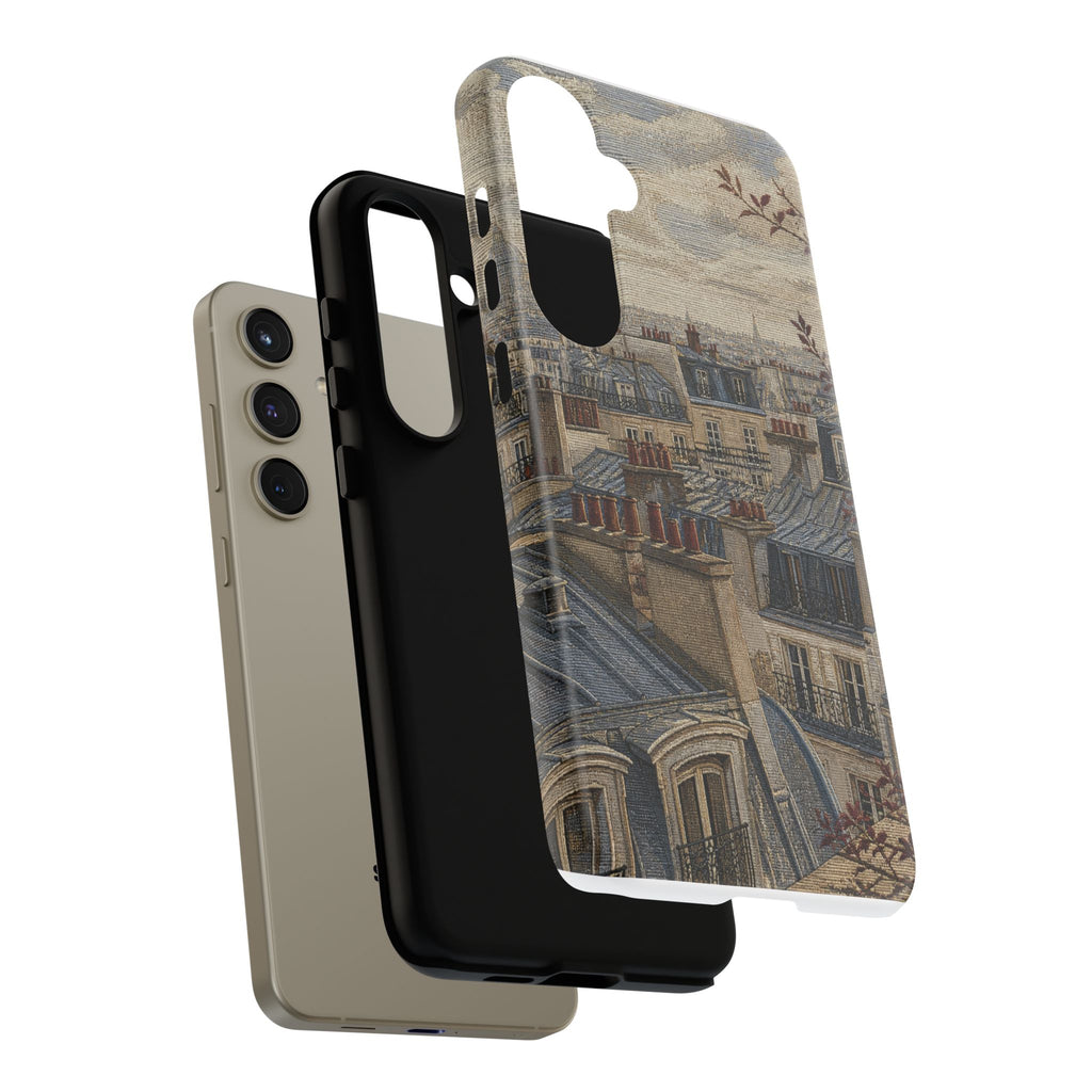 Paris Phone Case, Jacquard-Look Travel Art, Tough Protective Case, Matte or Glossy