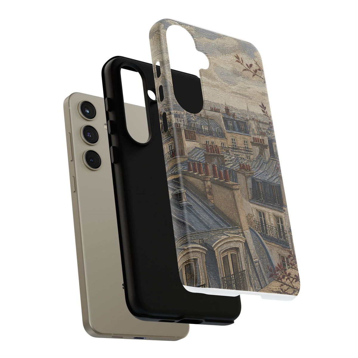 Paris Phone Case, Jacquard-Look Travel Art, Tough Protective Case, Matte or Glossy