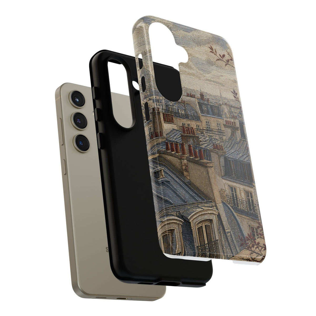 Paris Phone Case, Jacquard-Look Travel Art, Tough Protective Case, Matte or Glossy