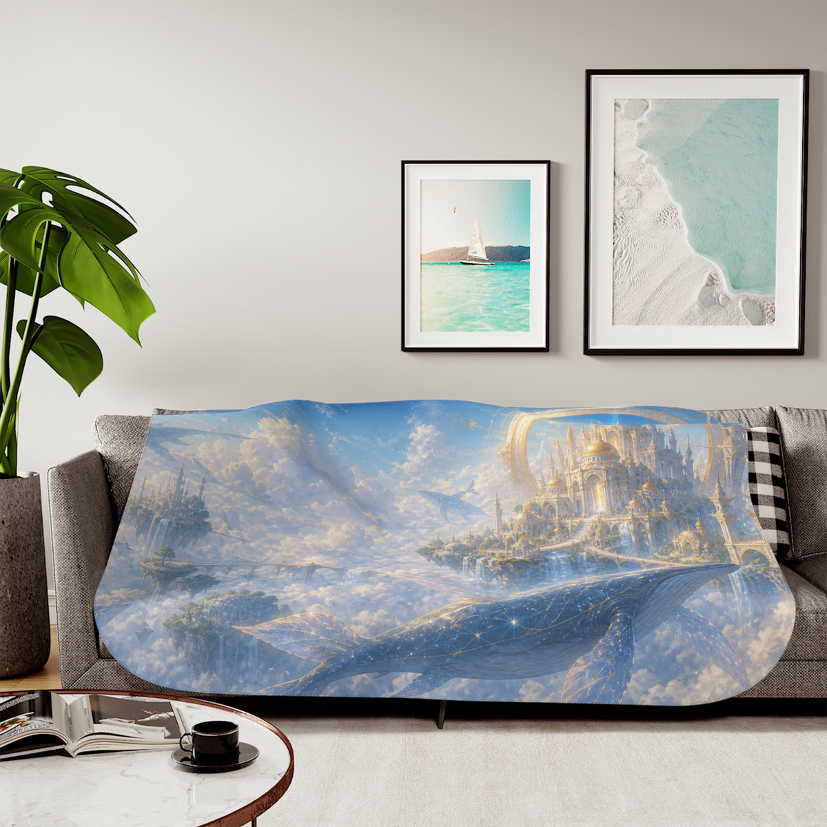 The Palace of Skywhales Fantasy Sherpa Blanket
