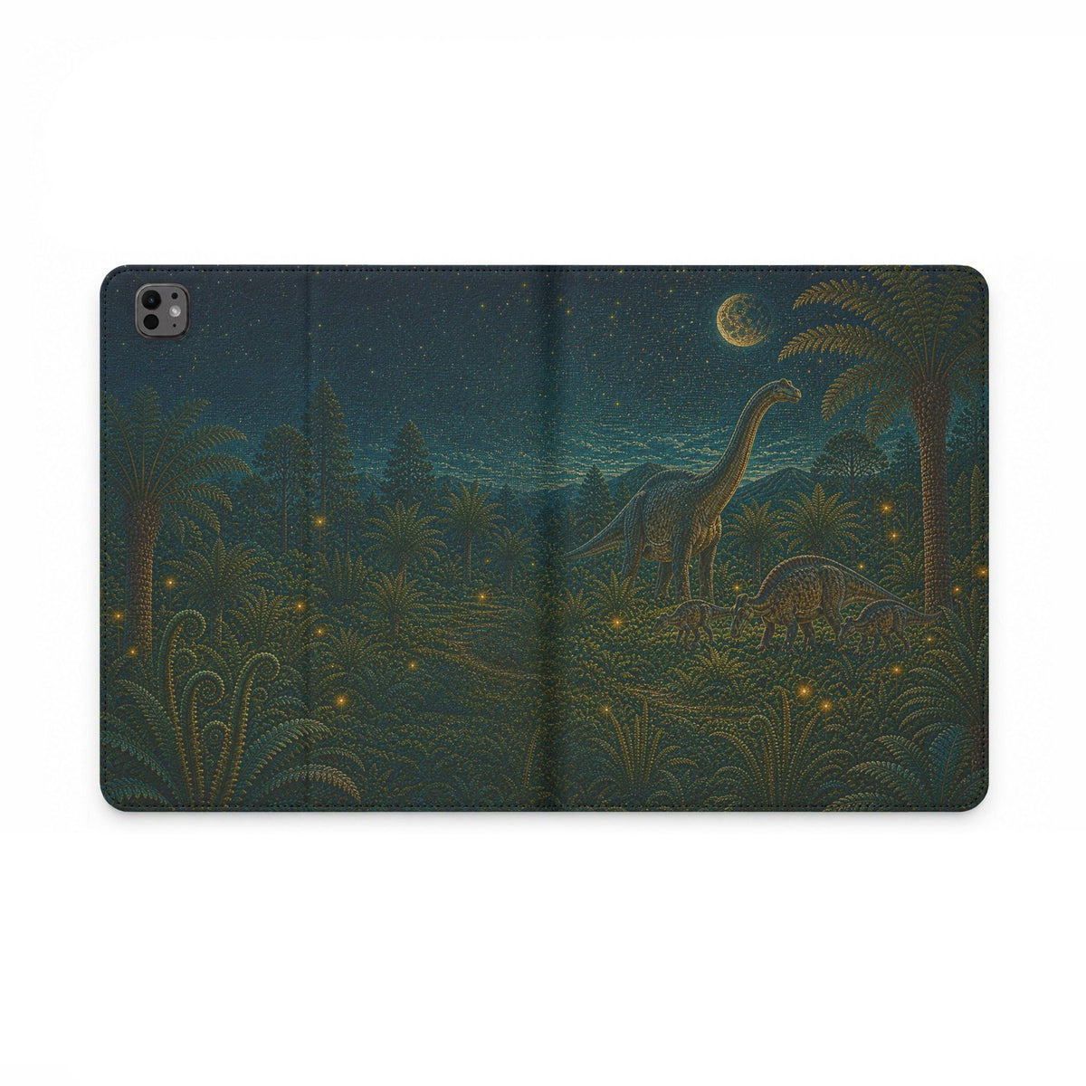 Dinosaur iPad Case, Dinosaur Garden Folio, Vegan Leather Tablet Case with Card Pockets, Dino Gift, Gift for Kids