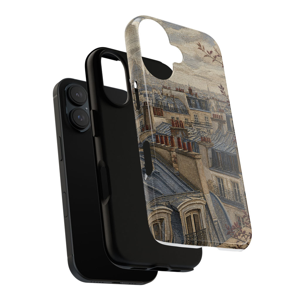 Paris Phone Case, Jacquard-Look Travel Art, Tough Protective Case, Matte or Glossy
