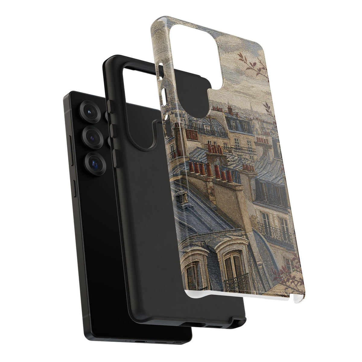 Paris Phone Case, Jacquard-Look Travel Art, Tough Protective Case, Matte or Glossy