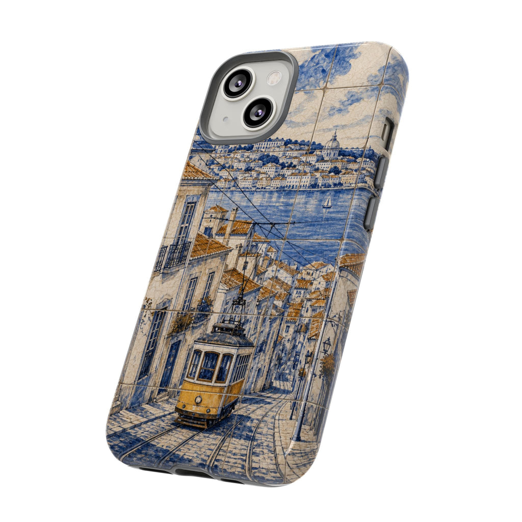 Lisbon Phone Case, Azulejo-Look Travel Art, Tough Protective Case, Matte or Glossy