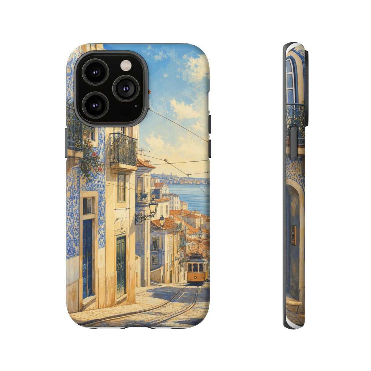 Lisbon Phone Case, Tram Street Travel Art, Tough Protective Case, Matte or Glossy