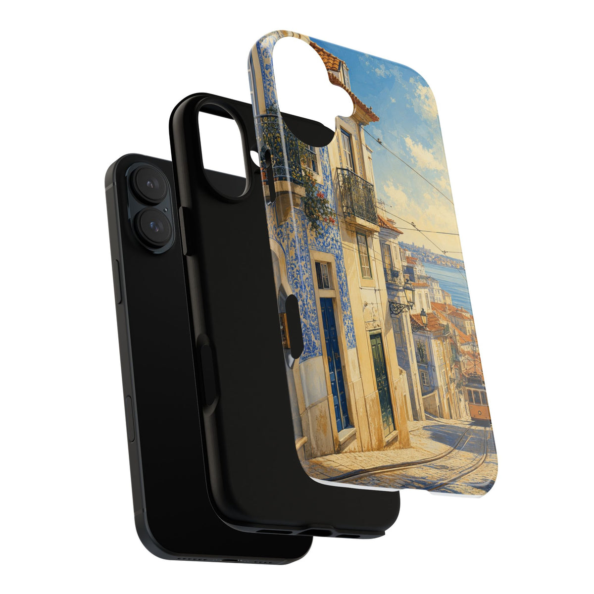 Lisbon Phone Case, Tram Street Travel Art, Tough Protective Case, Matte or Glossy