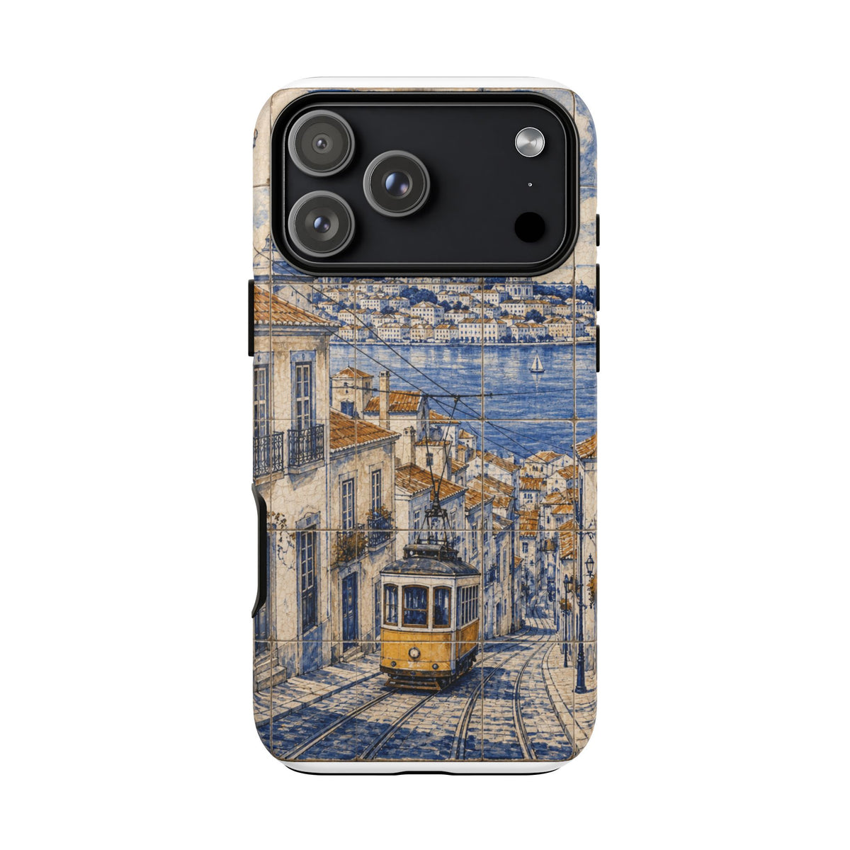 Lisbon Phone Case, Azulejo-Look Travel Art, Tough Protective Case, Matte or Glossy