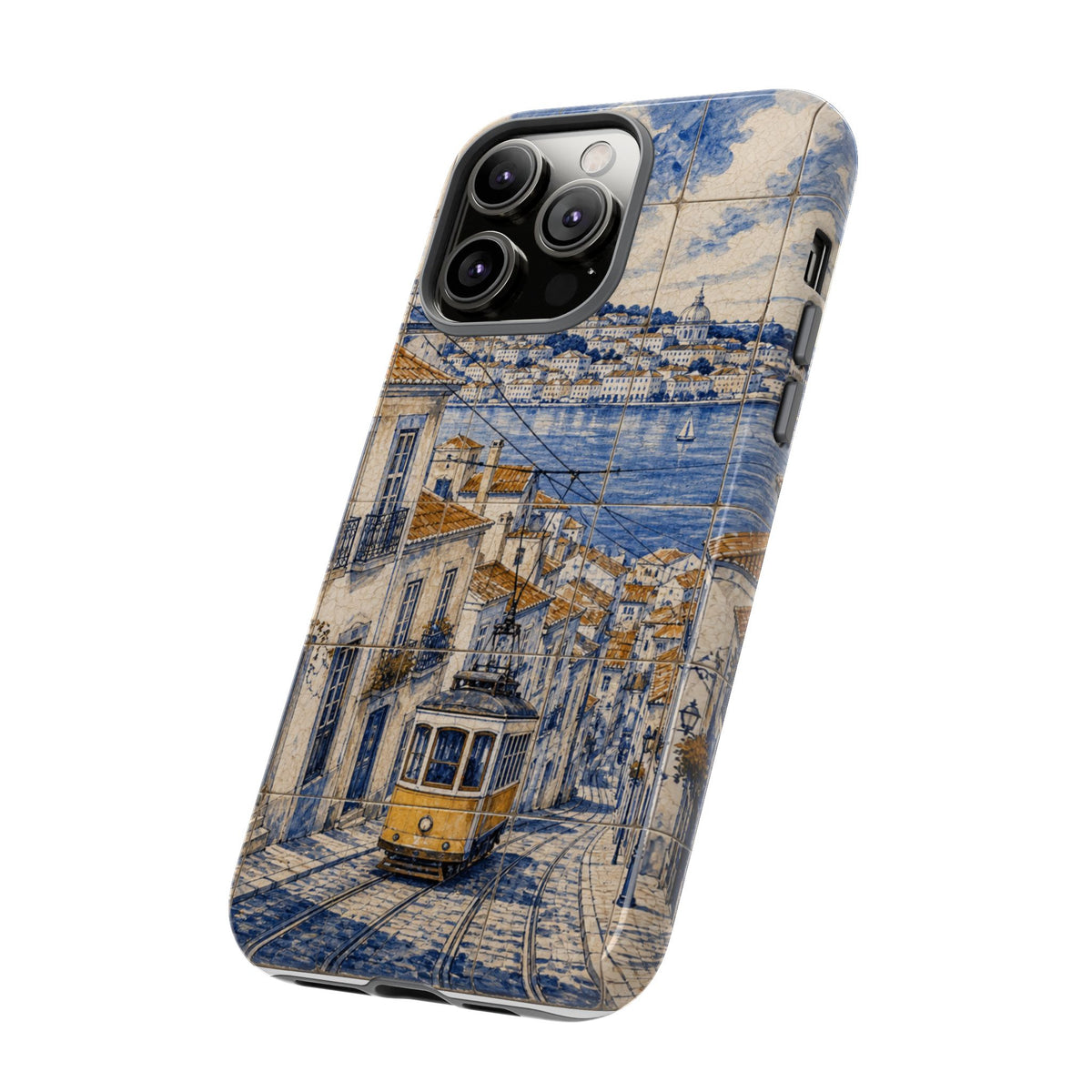 Lisbon Phone Case, Azulejo-Look Travel Art, Tough Protective Case, Matte or Glossy