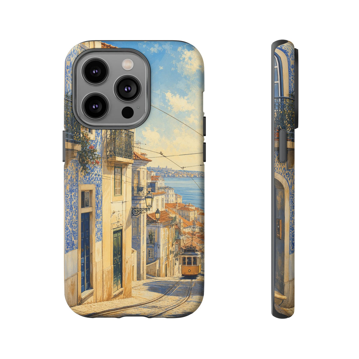 Lisbon Phone Case, Tram Street Travel Art, Tough Protective Case, Matte or Glossy