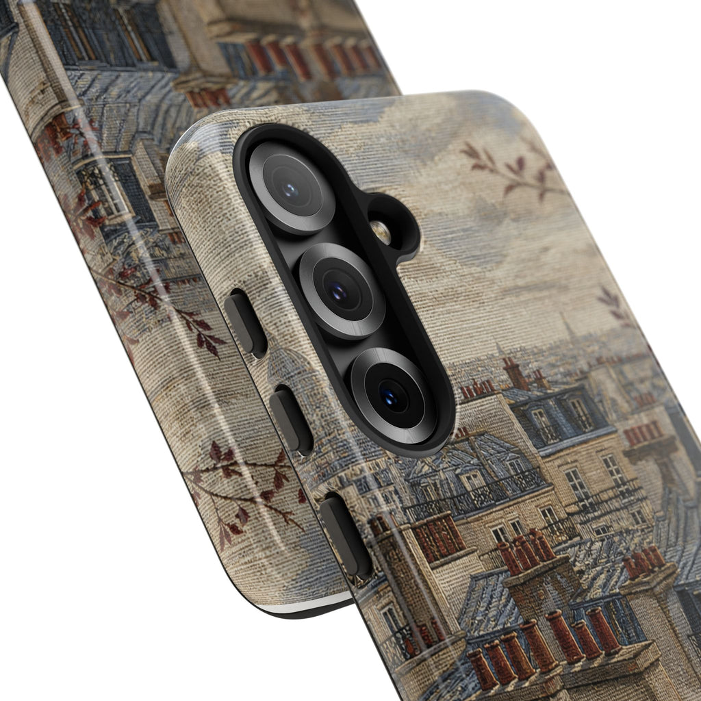 Paris Phone Case, Jacquard-Look Travel Art, Tough Protective Case, Matte or Glossy