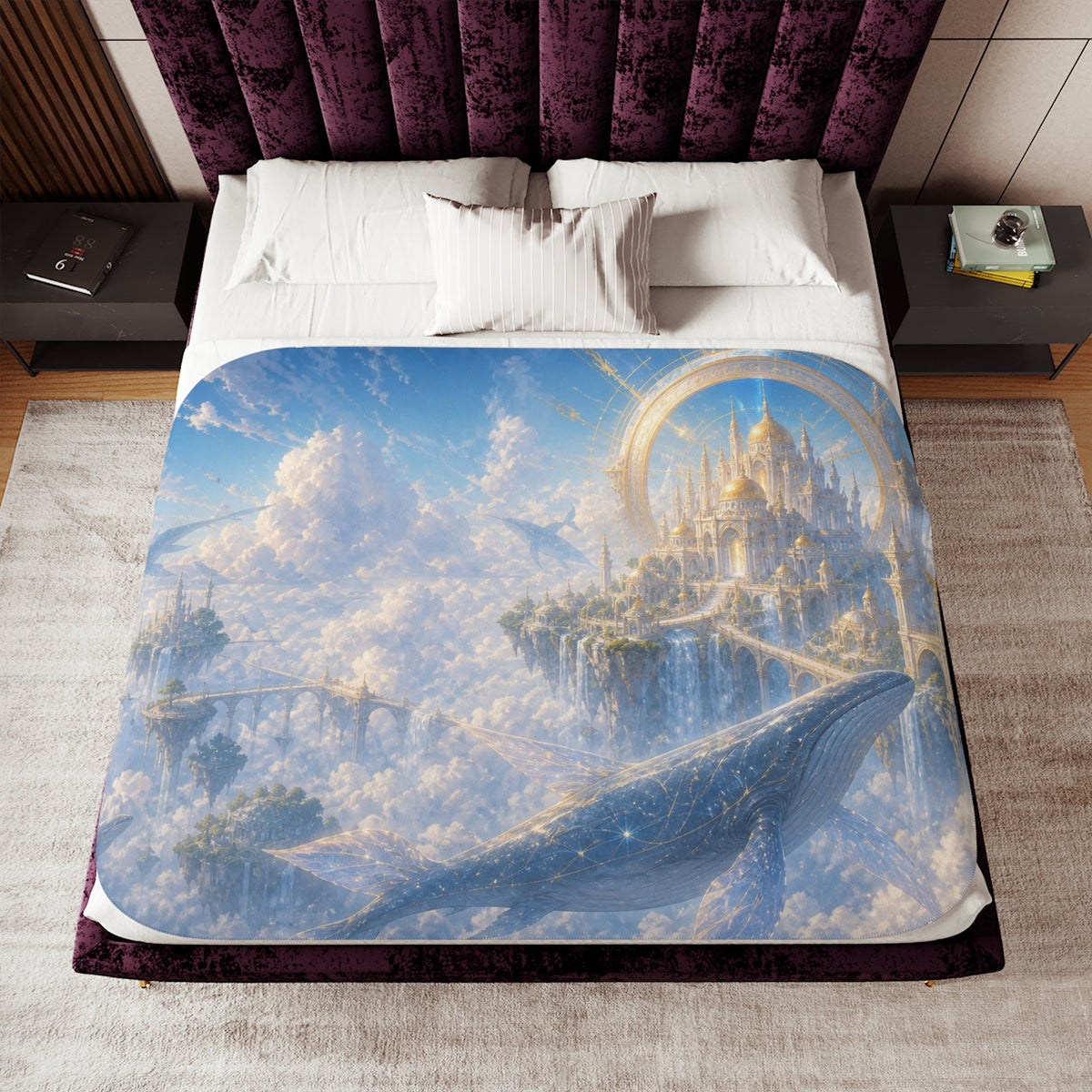 The Palace of Skywhales Fantasy Sherpa Blanket