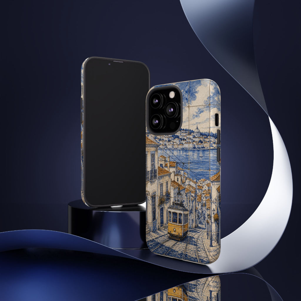 Lisbon Phone Case, Azulejo-Look Travel Art, Tough Protective Case, Matte or Glossy