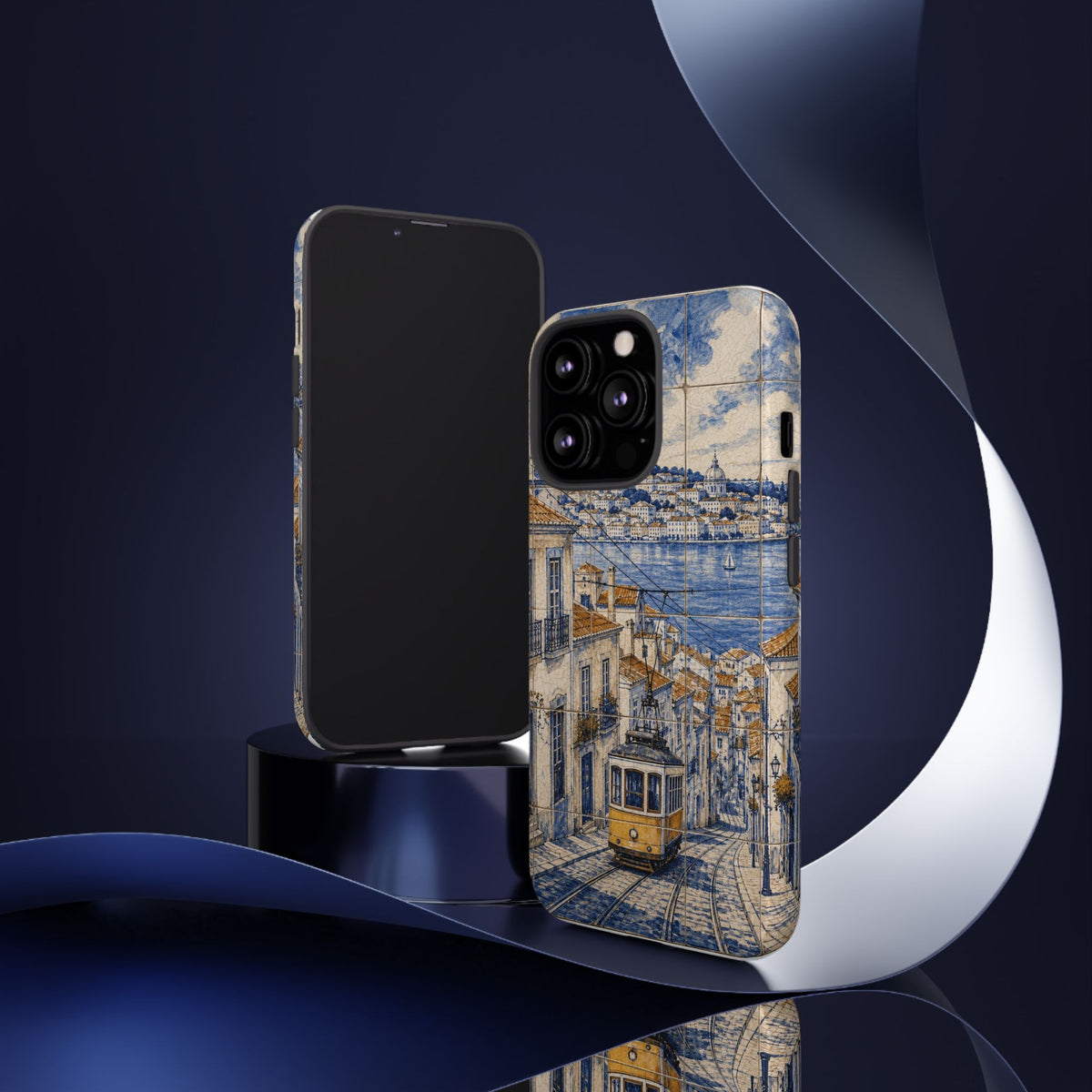 Lisbon Phone Case, Azulejo-Look Travel Art, Tough Protective Case, Matte or Glossy