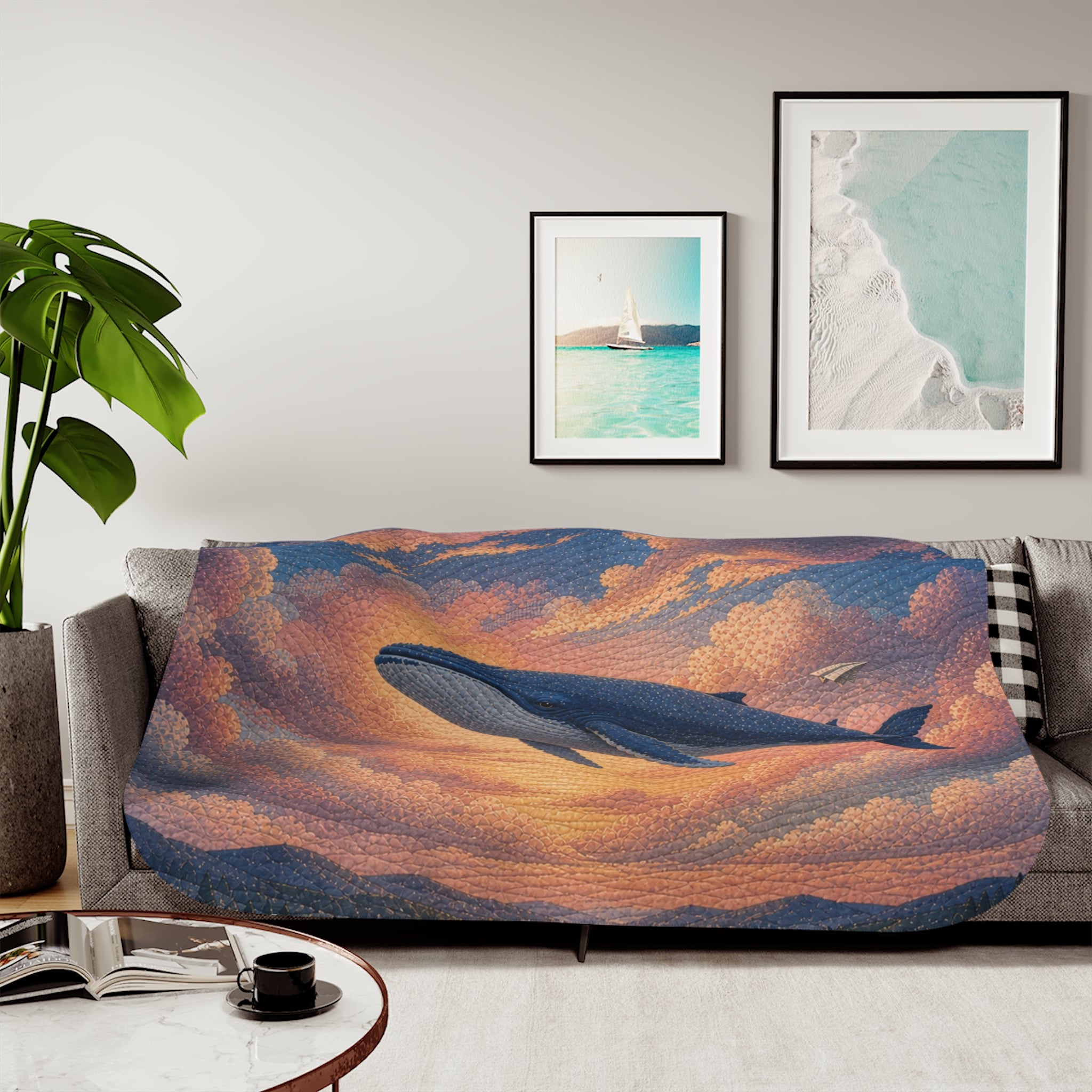 Whale Blanket, Whale Above the Clouds Sherpa Throw, Ocean Nursery Decor, Kids Toddler Blanket, Baby Shower Gift, Storybook Nursery