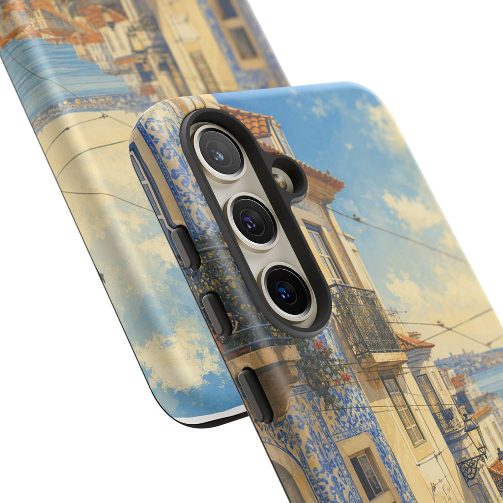 Lisbon Phone Case, Tram Street Travel Art, Tough Protective Case, Matte or Glossy