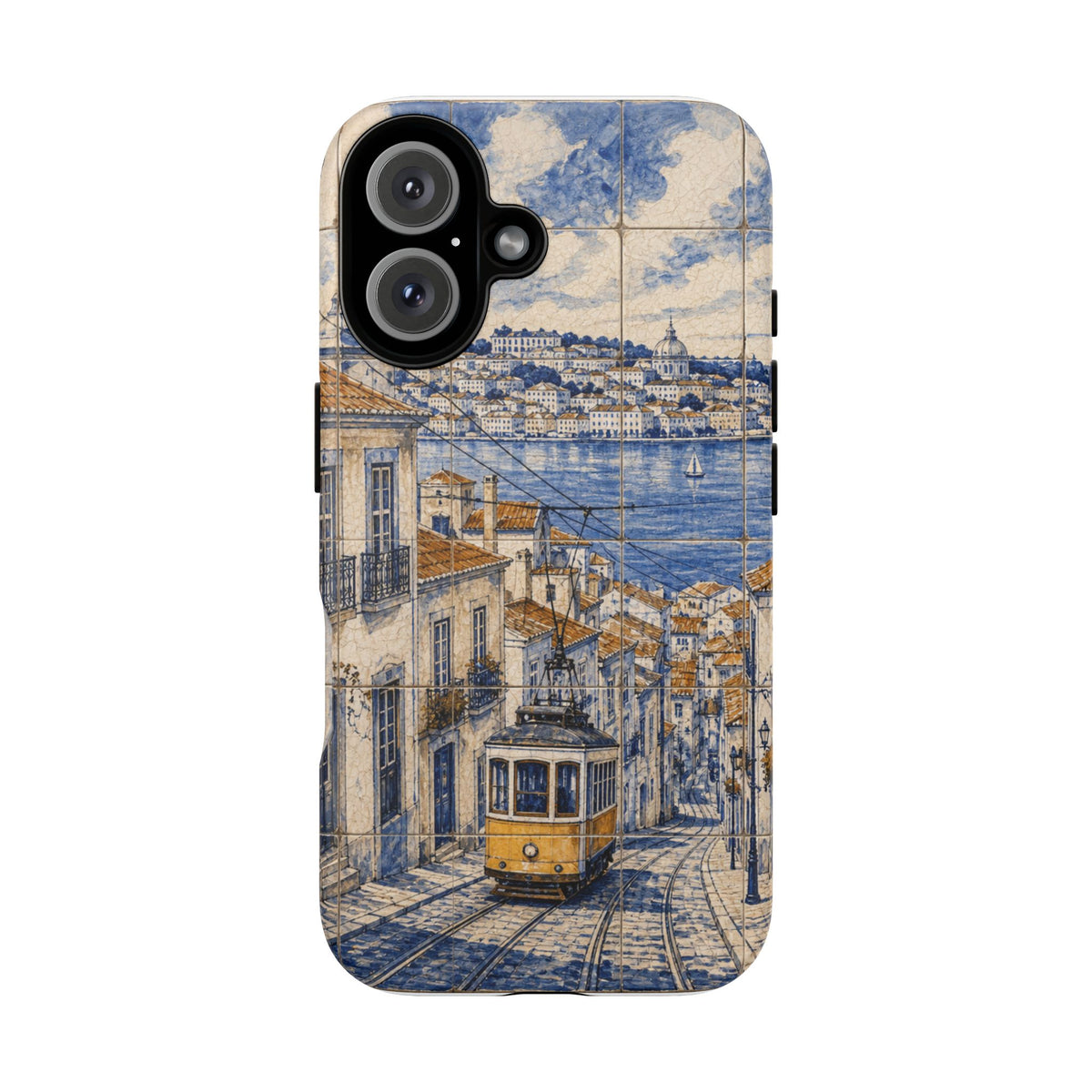 Lisbon Phone Case, Azulejo-Look Travel Art, Tough Protective Case, Matte or Glossy