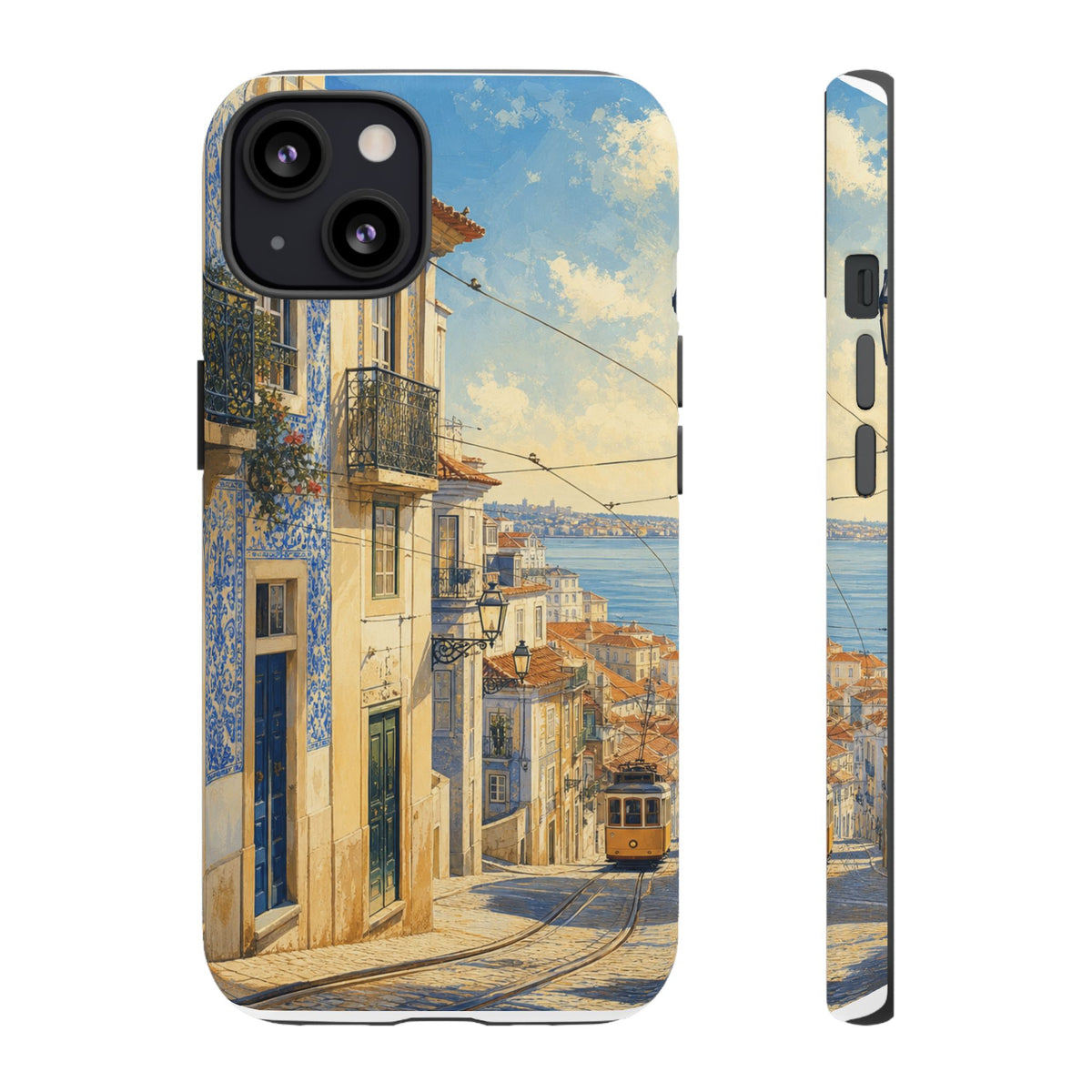 Lisbon Phone Case, Tram Street Travel Art, Tough Protective Case, Matte or Glossy