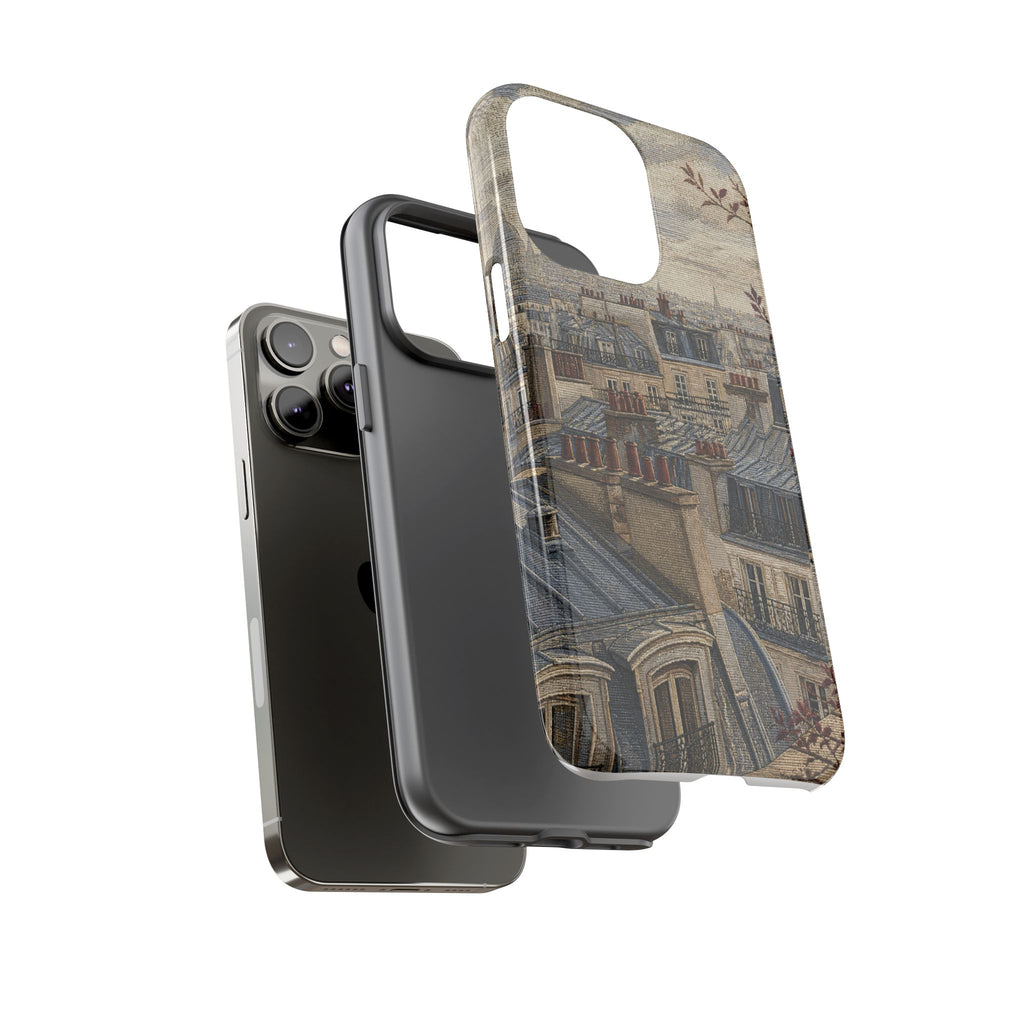 Paris Phone Case, Jacquard-Look Travel Art, Tough Protective Case, Matte or Glossy