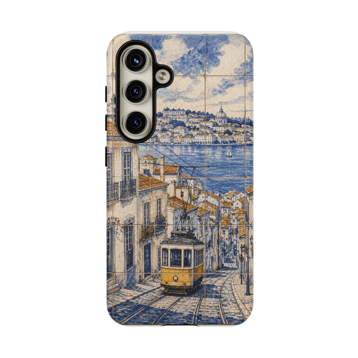 Lisbon Phone Case, Azulejo-Look Travel Art, Tough Protective Case, Matte or Glossy