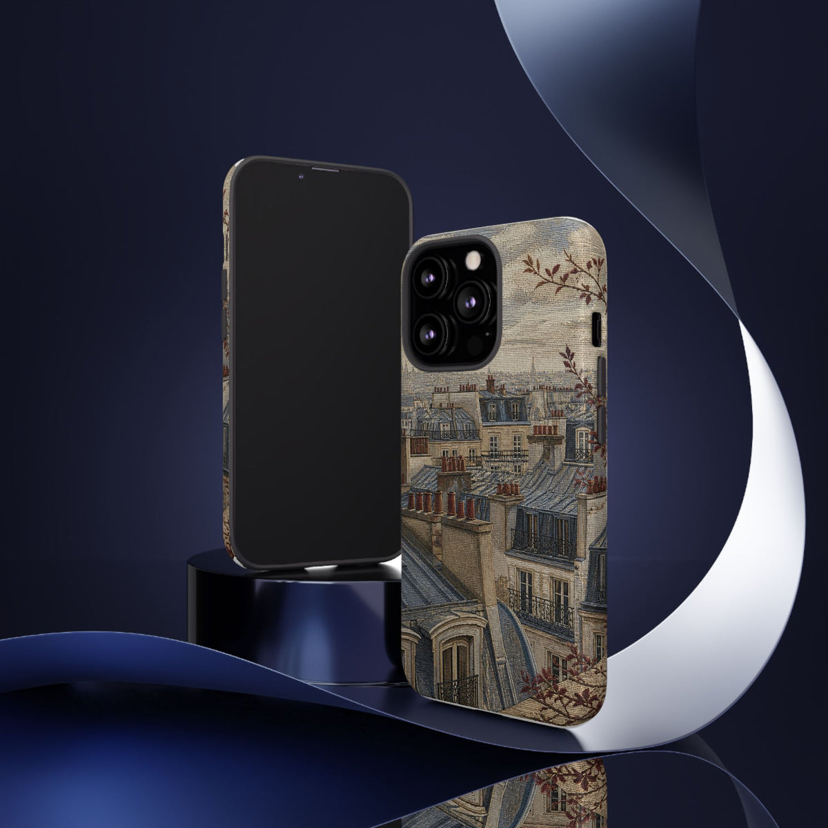 Paris Phone Case, Jacquard-Look Travel Art, Tough Protective Case, Matte or Glossy