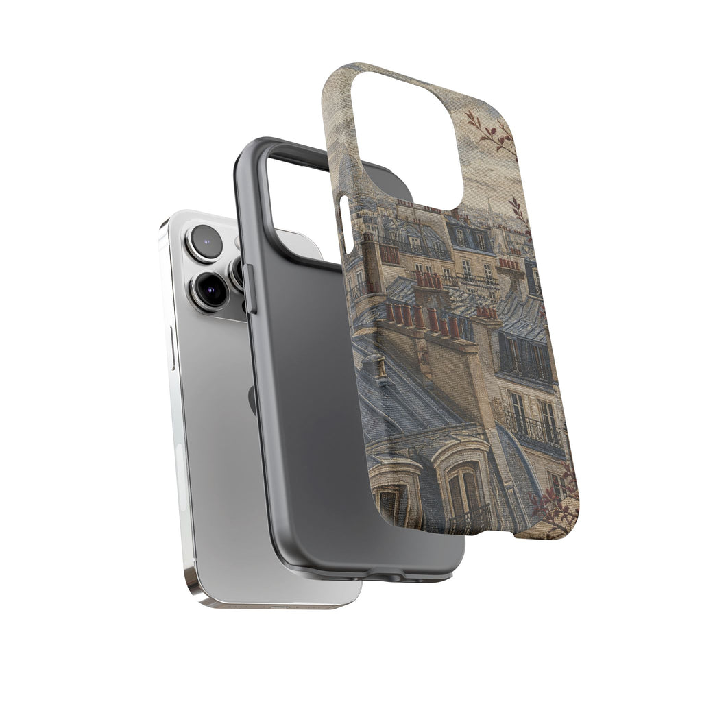 Paris Phone Case, Jacquard-Look Travel Art, Tough Protective Case, Matte or Glossy