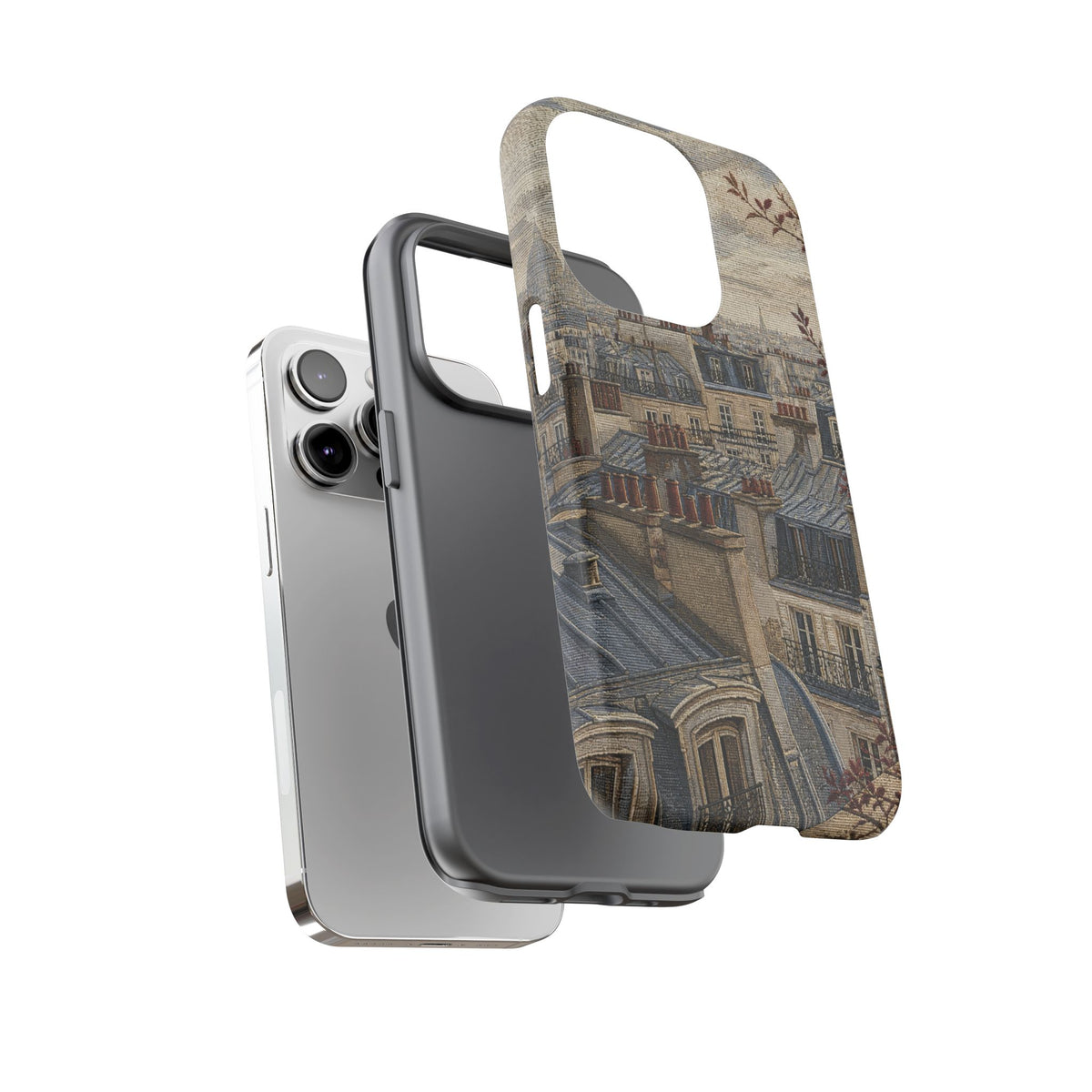 Paris Phone Case, Jacquard-Look Travel Art, Tough Protective Case, Matte or Glossy