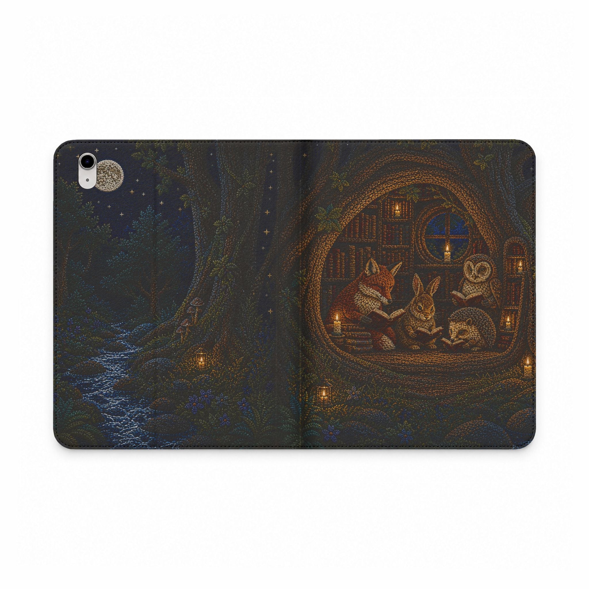 Book Lover iPad Case, Midnight Library Folio, Vegan Leather Tablet Case with Card Pockets, Reading Gift, Teacher Gift