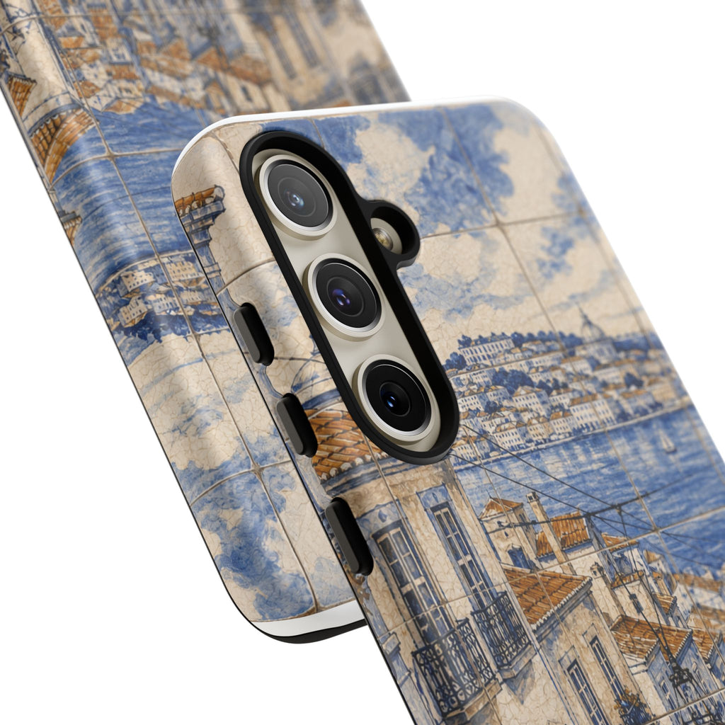 Lisbon Phone Case, Azulejo-Look Travel Art, Tough Protective Case, Matte or Glossy