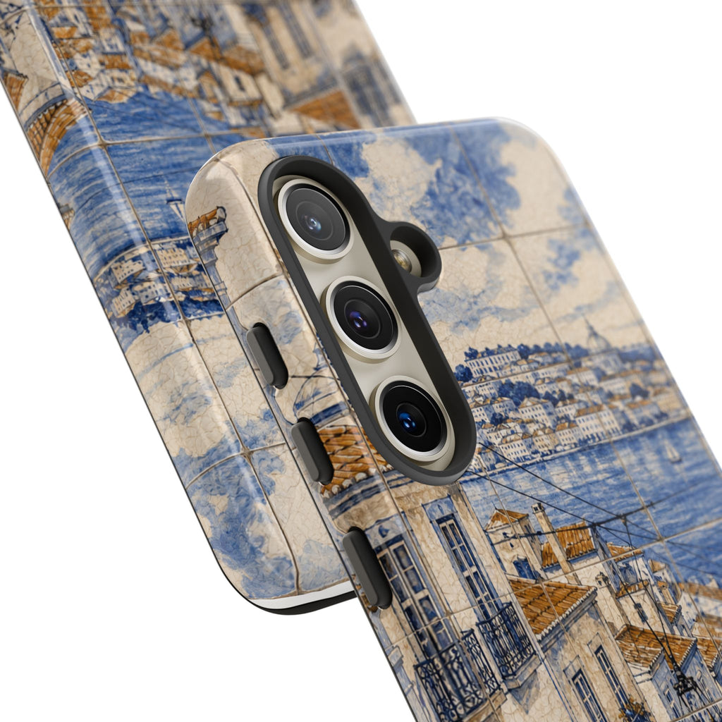 Lisbon Phone Case, Azulejo-Look Travel Art, Tough Protective Case, Matte or Glossy