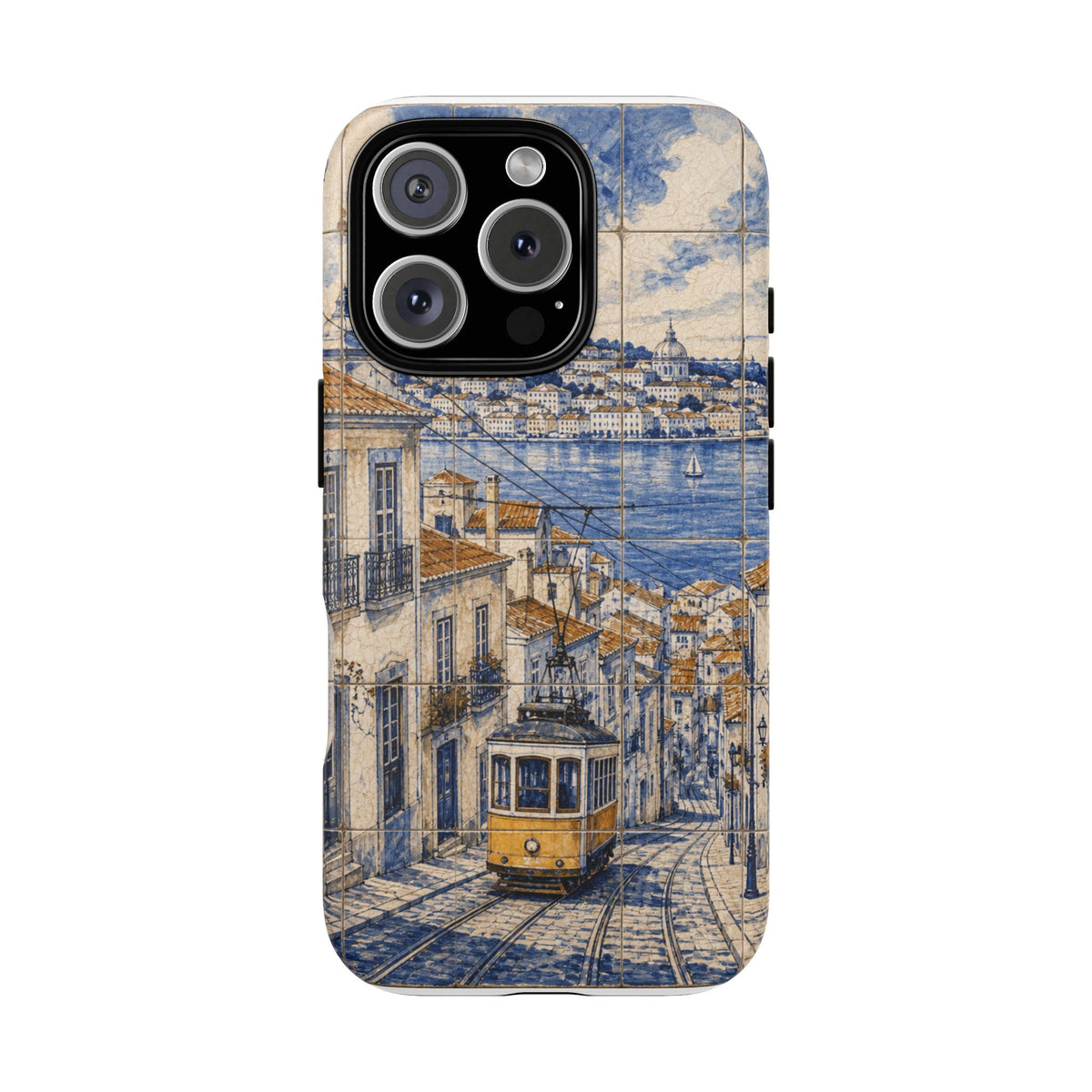 Lisbon Phone Case, Azulejo-Look Travel Art, Tough Protective Case, Matte or Glossy