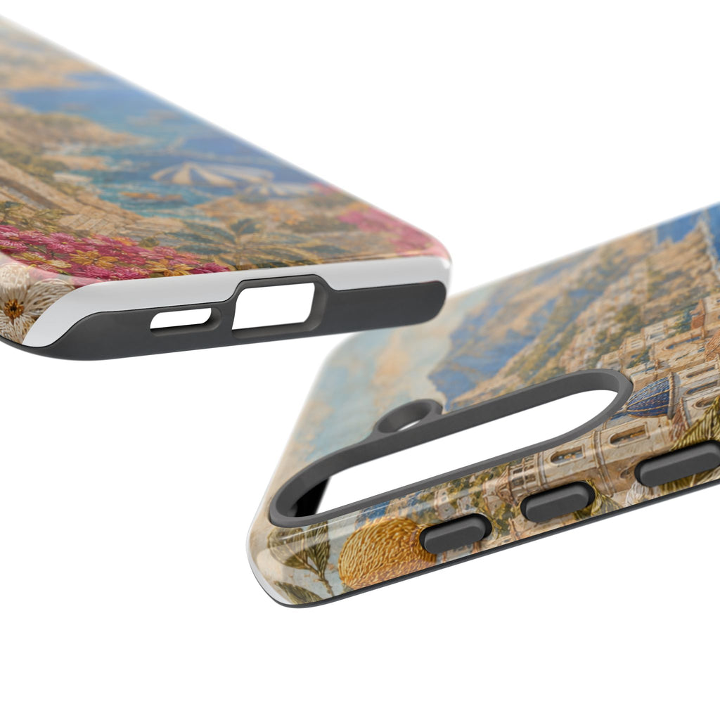Amalfi Coast Phone Case, Fresco Embroidery-Look Art, Tough Protective Case