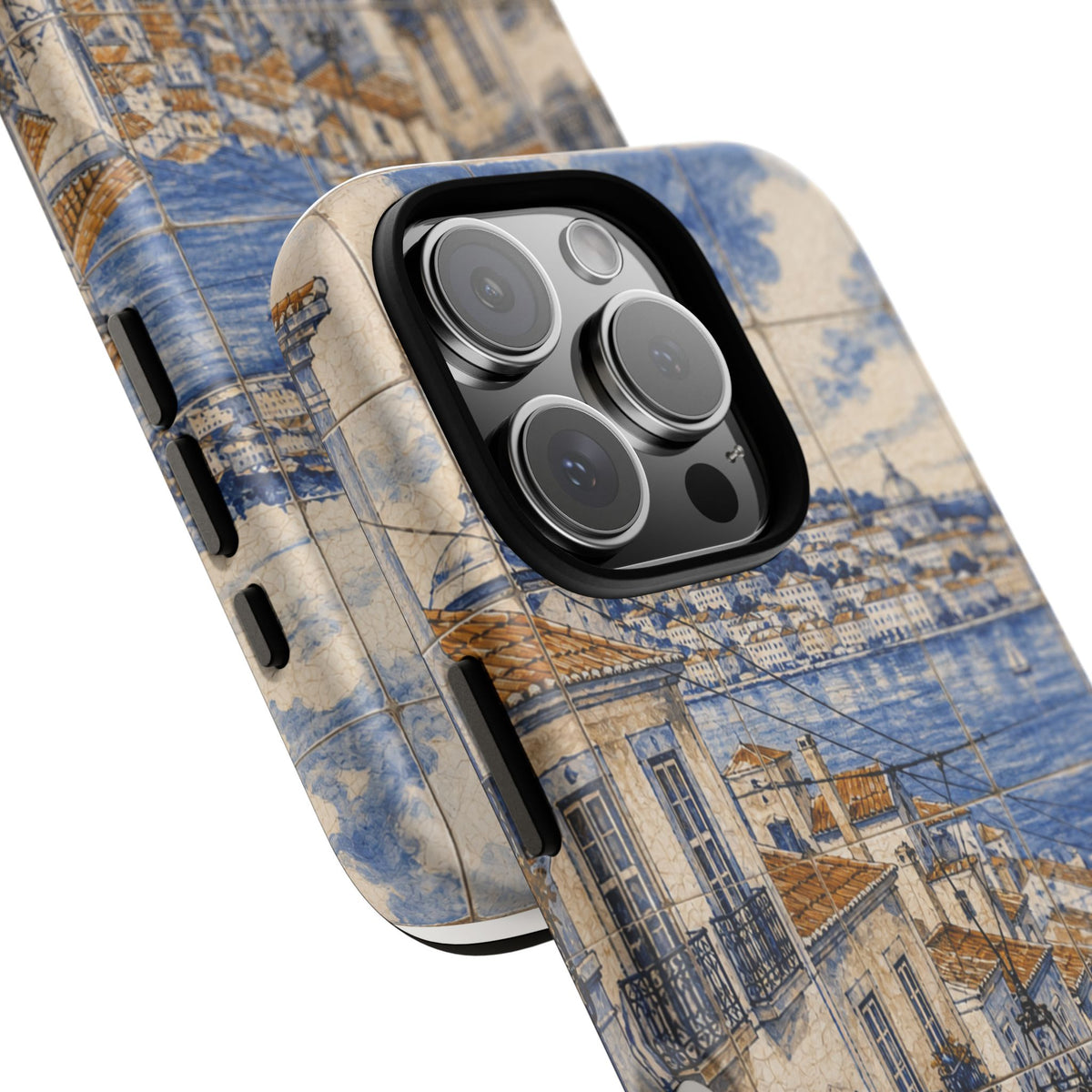 Lisbon Phone Case, Azulejo-Look Travel Art, Tough Protective Case, Matte or Glossy
