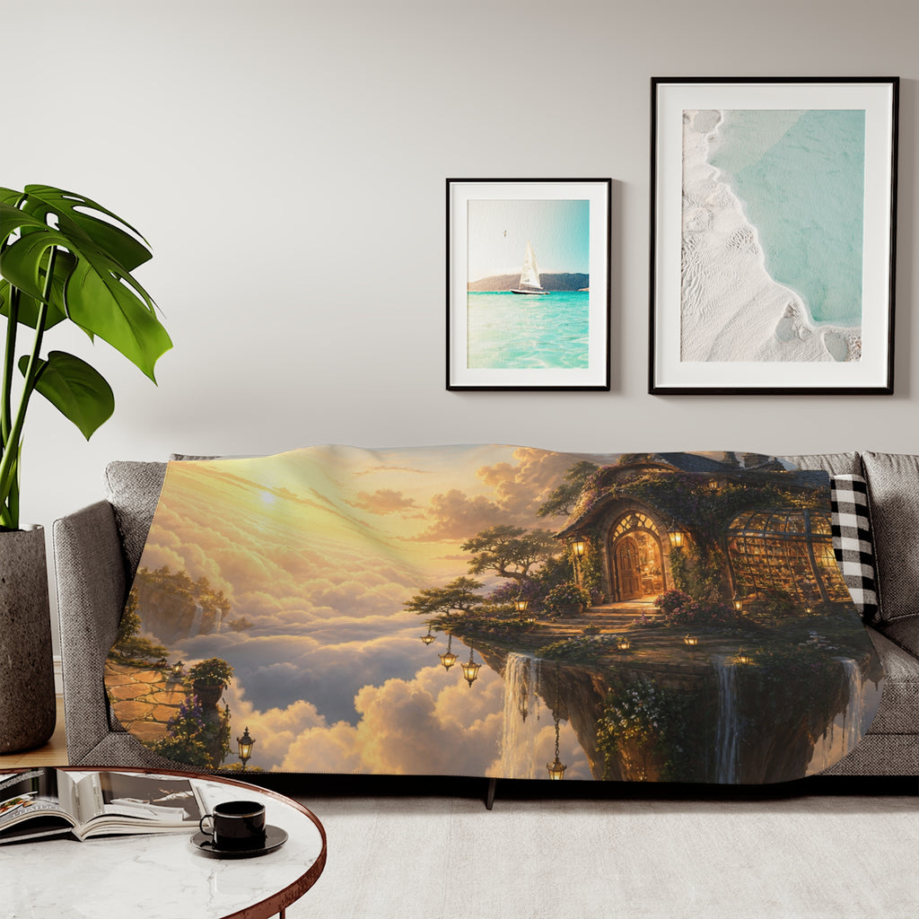 The House Above the Clouds Fantasy Sherpa Blanket